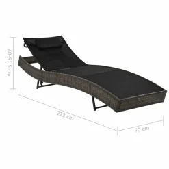 MAISON EXCLUSIVE - Chaise longue avec oreiller résine tressée marron