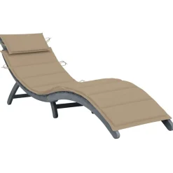 MAISON EXCLUSIVE - Chaise longue avec coussin gris bois d'acacia solide