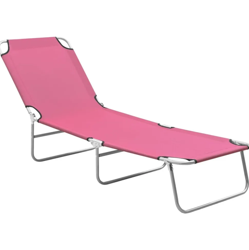 MAISON EXCLUSIVE - Chaise longue pliable acier et tissu rose