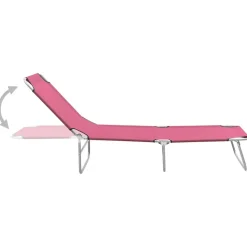 MAISON EXCLUSIVE - Chaise longue pliable acier et tissu rose