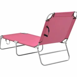 MAISON EXCLUSIVE - Chaise longue pliable acier et tissu rose