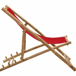 MAISON EXCLUSIVE - Chaise de terrasse bambou et toile rouge