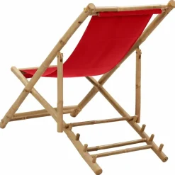 MAISON EXCLUSIVE - Chaise de terrasse bambou et toile rouge