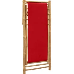 MAISON EXCLUSIVE - Chaise de terrasse bambou et toile rouge
