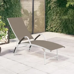 MAISON EXCLUSIVE - Chaise longue textilène et aluminium taupe
