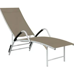 MAISON EXCLUSIVE - Chaise longue textilène et aluminium taupe