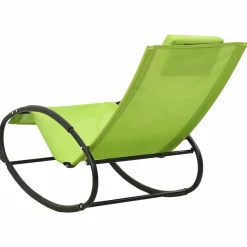 MAISON EXCLUSIVE - Chaise longue avec oreiller acier et textilène vert