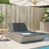 MAISON EXCLUSIVE - Chaise longue double avec coussins gris clair résine tressée
