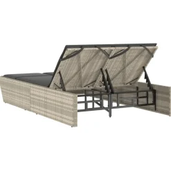 MAISON EXCLUSIVE - Chaise longue double avec coussins gris clair résine tressée