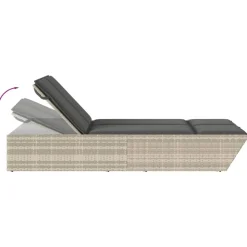 MAISON EXCLUSIVE - Chaise longue double avec coussins gris clair résine tressée