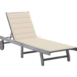 MAISON EXCLUSIVE - Chaise longue de jardin avec coussin gris bois d'acacia solide