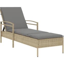 MAISON EXCLUSIVE - Chaise longue avec coussin beige 63x200x81 cm résine tressée