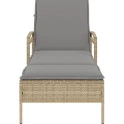MAISON EXCLUSIVE - Chaise longue avec coussin beige 63x200x81 cm résine tressée