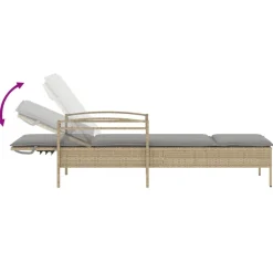 MAISON EXCLUSIVE - Chaise longue avec coussin beige 63x200x81 cm résine tressée