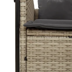 MAISON EXCLUSIVE - Chaise longue double avec toit et rideaux gris clair poly rotin