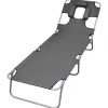 MAISON EXCLUSIVE - Chaise longue pliable et coussin de tête dossier réglable gris
