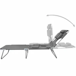 MAISON EXCLUSIVE - Chaise longue pliable et coussin de tête dossier réglable gris