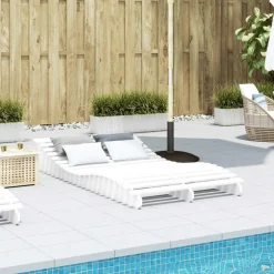 MAISON EXCLUSIVE - Chaise longue blanc 205x110x31,5 cm bois massif de pin