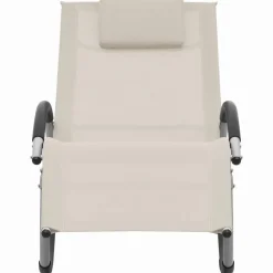 MAISON EXCLUSIVE - Chaise longue avec oreiller crème textilène