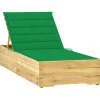 MAISON EXCLUSIVE - Chaise longue avec coussin vert bois de pin imprégné