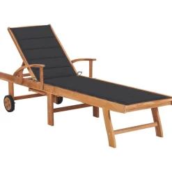 MAISON EXCLUSIVE - Chaise longue avec coussin anthracite bois de teck solide