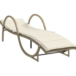 MAISON EXCLUSIVE - Chaise longue avec coussin beige 60x199x42 cm résine tressée