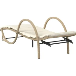 MAISON EXCLUSIVE - Chaise longue avec coussin beige 60x199x42 cm résine tressée