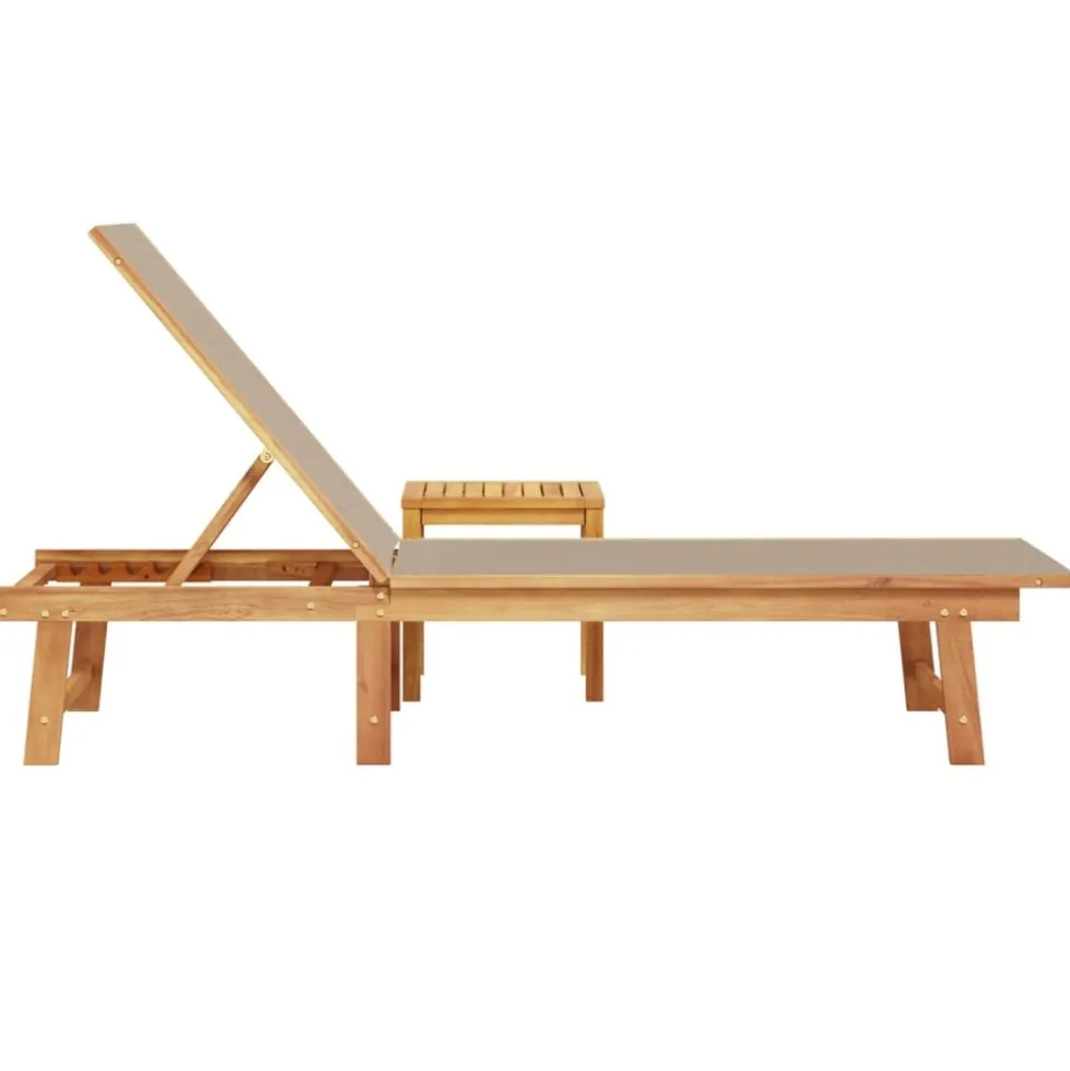 MAISON EXCLUSIVE - Chaise longue et table taupe bois d'acacia solide et textilène