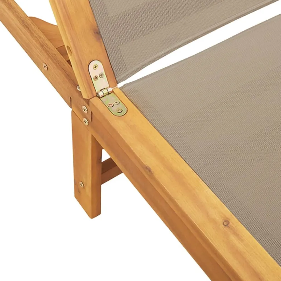 MAISON EXCLUSIVE - Chaise longue et table taupe bois d'acacia solide et textilène