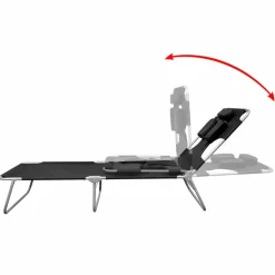 MAISON EXCLUSIVE - Chaise longue avec coussin de tête acier enduit de poudre noir