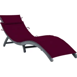 MAISON EXCLUSIVE - Chaise longue avec coussin gris bois d'acacia solide