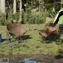 MAISON EXCLUSIVE - Chaise de camping avec poche pliable lot de 2 marron