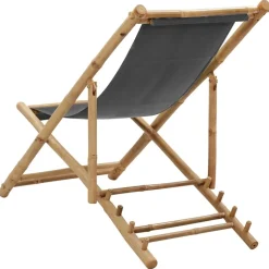 MAISON EXCLUSIVE - Chaise de terrasse bambou et toile gris foncé