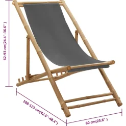 MAISON EXCLUSIVE - Chaise de terrasse bambou et toile gris foncé