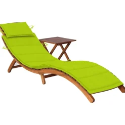 MAISON EXCLUSIVE - Chaise longue de jardin avec table et coussin bois d'acacia