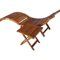 MAISON EXCLUSIVE - Chaise longue de jardin avec table et coussin bois d'acacia