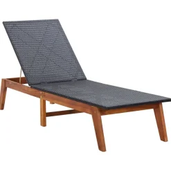 MAISON EXCLUSIVE - Chaise longue résine tressée et bois d'acacia massif