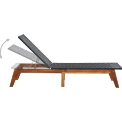MAISON EXCLUSIVE - Chaise longue résine tressée et bois d'acacia massif
