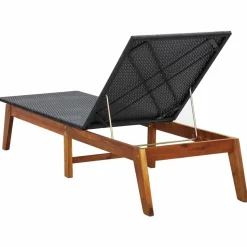 MAISON EXCLUSIVE - Chaise longue résine tressée et bois d'acacia massif