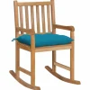 MAISON EXCLUSIVE - Chaise à bascule avec coussin bleu clair bois de teck solide