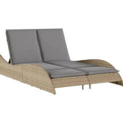 MAISON EXCLUSIVE - Chaise longue avec coussins beige 114x205x73 cm résine tressée