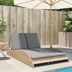 MAISON EXCLUSIVE - Chaise longue avec coussins beige 114x205x73 cm résine tressée