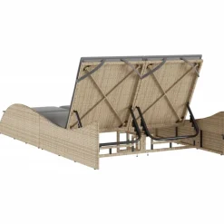 MAISON EXCLUSIVE - Chaise longue avec coussins beige 114x205x73 cm résine tressée