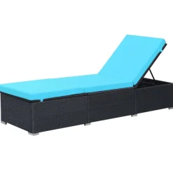 MAISON EXCLUSIVE - Chaise longue avec coussin résine tressée noir