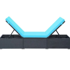 MAISON EXCLUSIVE - Chaise longue avec coussin résine tressée noir