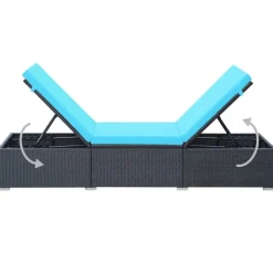 MAISON EXCLUSIVE - Chaise longue avec coussin résine tressée noir