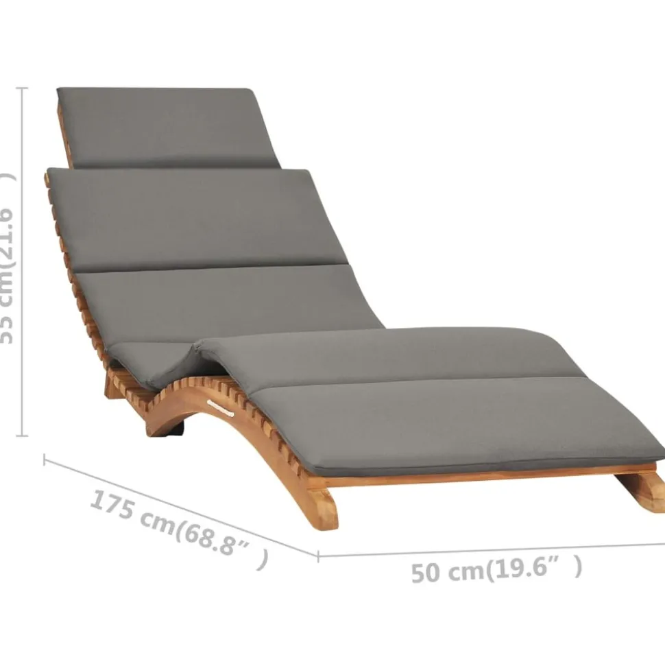 MAISON EXCLUSIVE - Chaise longue pliable avec coussin gris foncé bois de teck