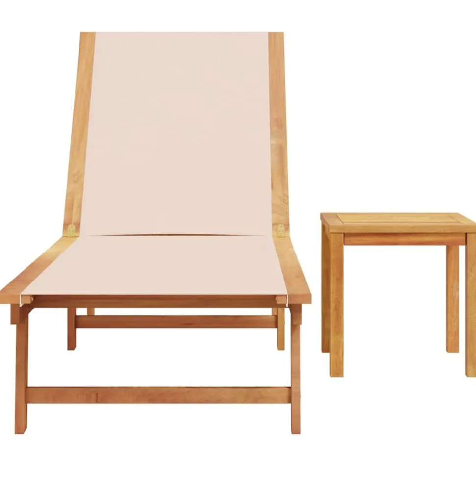 MAISON EXCLUSIVE - Chaise longue et table crème bois d'acacia solide et textilène