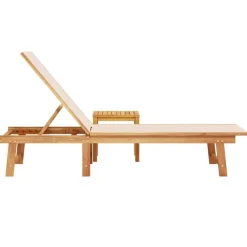 MAISON EXCLUSIVE - Chaise longue et table crème bois d'acacia solide et textilène
