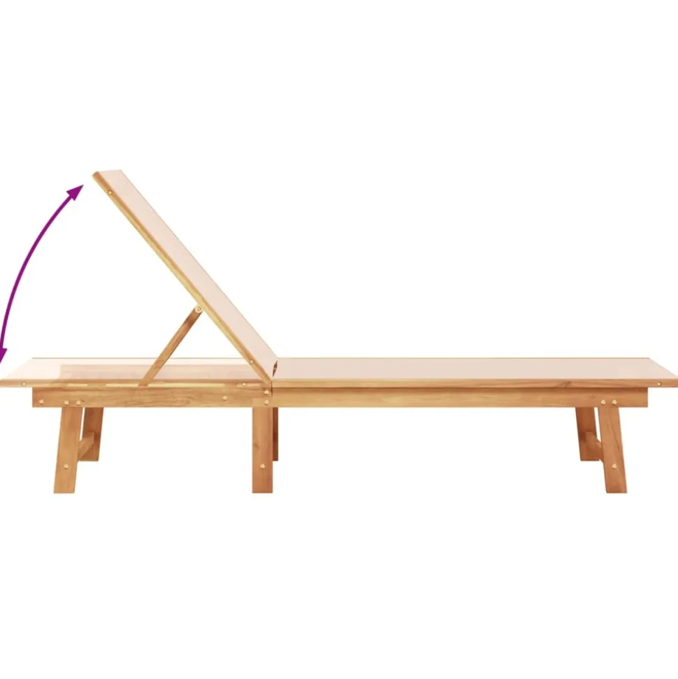 MAISON EXCLUSIVE - Chaise longue et table crème bois d'acacia solide et textilène
